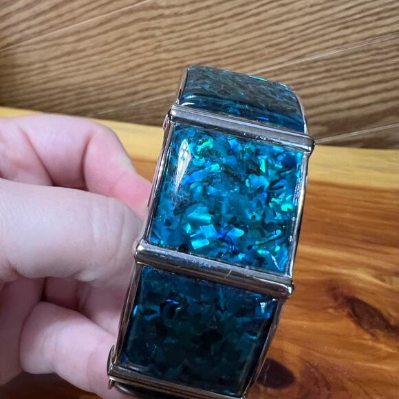 Lia Sophia Beauty Mark Easy On & Blue Abalone Clasp Bangle Set Retired Bracelets - Picture 6 of 9